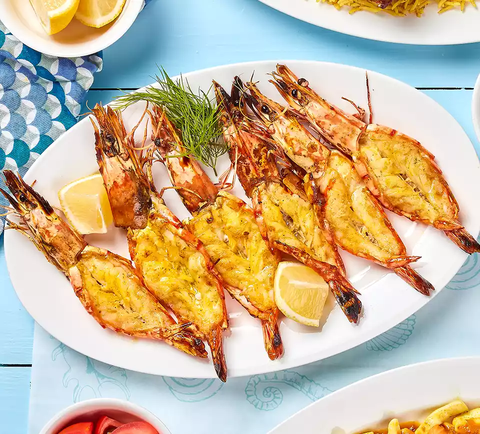grilled shrimps Arabian fish house best seafood restaurant in Sharjah